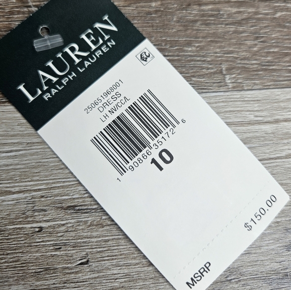 Lauren Ralph Lauren GREEN Label Strappy Midi Dress NEW Navy Blue White Size 10 - Picture 6 of 11